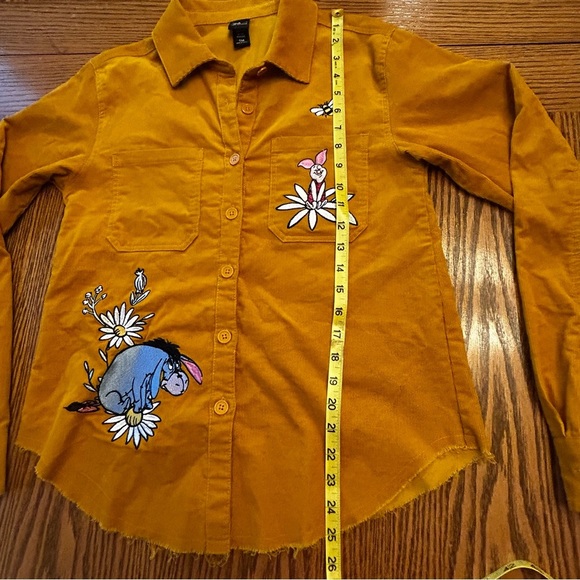 Disney Mustard Button Down Corduroy Shirt Winnie The Pooh Embroidered Size S - Picture 5 of 12